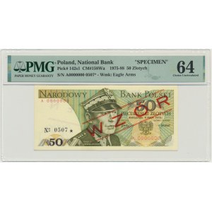 50 złotych 1975 - WZÓR - A 0000000 - No.0507 - PMG 64