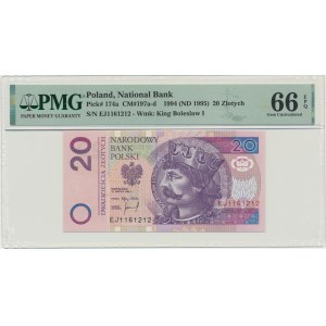 20 złotych 1994 - EJ - PMG 66 EPQ