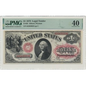 USA, $1 1875 - Allison &amp; Wyman - PMG 40