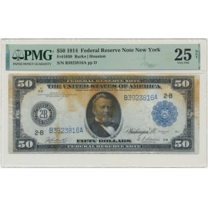USA, Nowy Jork, 50 dolarów 1914 - 2B - Burke & Houston - PMG 25 NET
