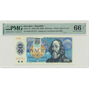 Słowacja, 20 koron 1988 - ze znaczkiem - PMG 66 EPQ