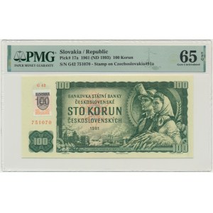 Slovensko, 100 korun 1961 - s razítkem - PMG 65 EPQ