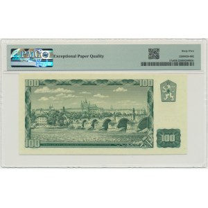 Slovakia, 100 Korun 1961 - with adhesive stamp - PMG 65 EPQ