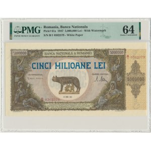 Romania, 5 million Lei 1947 - PMG 64