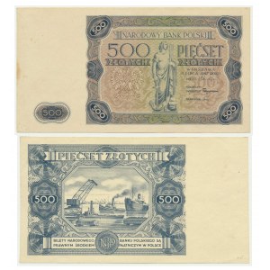 SAMPLE PRINTINGS 500 zlotys 1947 (2 pieces).