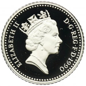Wielka Brytania, Elżbieta II, 5 Pensów 1990 - PIEDFORT