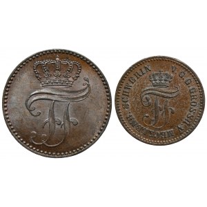 Set, Germany, Grand Duchy of Mecklenburg-Schwerin, Friedrich Franz II, 1 Pfennig and 3 Pfennig (2 szt.) - ex. Dr. Max Blaschegg