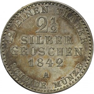 Niemcy, Królestwo Prus, Fryderyk Wilhelm IV, 2 1/2 Silber groschen Berlin 1842 A - ex. Dr. Max Blaschegg