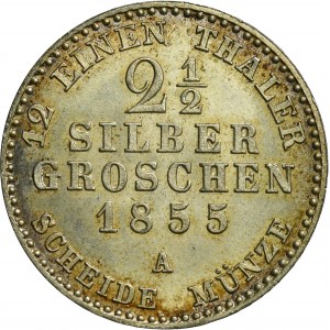 Niemcy, Królestwo Prus, Fryderyk Wilhelm IV, 2 1/2 Silber groschen Berlin 1855 A - ex. Dr. Max Blaschegg