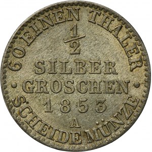 Nemecko, Pruské kráľovstvo, Fridrich Viliam IV, 1/2 Silber groschen Berlin 1853 A - ex. Dr. Max Blaschegg