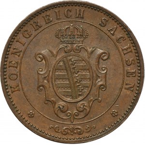 Germany, Kingdom of Saxony, Johann V, 5 Pfennig Dresden 1864 B - ex. Dr. Max Blaschegg