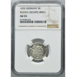 Śląsk, Księstwo Legnicko-Brzesko-Wołowskie, Jerzy III Brzeski, Ludwik IV Legnicki i Krystian Wołowsko-Oławski, 3 Krajcary Brzeg 1653 - NGC AU55