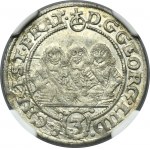 Silesia, Duchy of Liegnitz-Brieg-Wohlau, Georg III, Ludwig IV, Christian, 3 Kreuzer Brieg 1658 EW - NGC AU58 - VERY RARE
