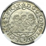 Silesia, Duchy of Liegnitz-Brieg-Wohlau, Georg III, Ludwig IV, Christian, 3 Kreuzer Brieg 1658 EW - NGC AU58 - VERY RARE