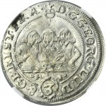 Śląsk, Księstwo Legnicko-Brzesko-Wołowskie, Jerzy III Brzeski, Ludwik IV Legnicki i Chrystian Wołowski, 3 Krajcary Brzeg 1656 - NGC MS61