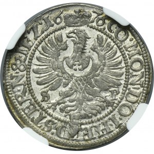 Sliezsko, vojvodstvo Olešnica, Sylvius Frederick, 3 Krajcary Olešnica 1676 SP - NGC MS64