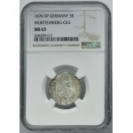 Slezsko, knížectví Olešnické, Sylvius Fridrich, 3 Krajcary Olešnické 1676 SP - NGC MS63