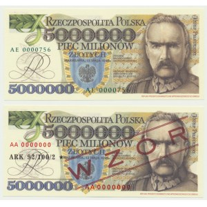 5 milionů zlatých 1995 - AE a AA - MODEL (2 ks) - ODPOVÍDÁ