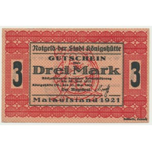 Królewska Huta (Königshütte), 3 marki 1921