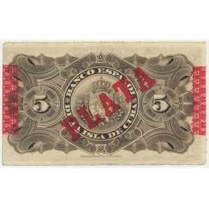 Kuba, 5 peso 1896 - nadruk PLATA -