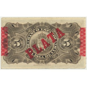 Kuba, 5 peso 1896 - odtlačok PLATA -.
