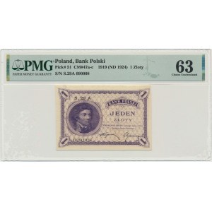 1 złoty 1919 - S.29 A - PMG 63