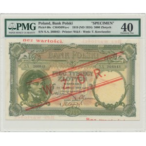 5.000 złotych 1919 - WZÓR - niski nadruk - PMG 40 - RZADKI
