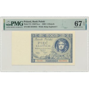 5 złotych 1930 - Ser.BH. - PMG 67 EPQ