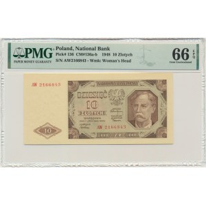 10 złotych 1948 - AW - PMG 66 EPQ