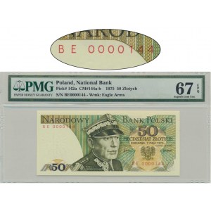 50 złotych 1975 - BE - PMG 67 EPQ - niski numer