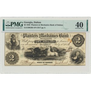 USA, Confederate States America, Georgia, 2 Dollars 1856 - PMG 40