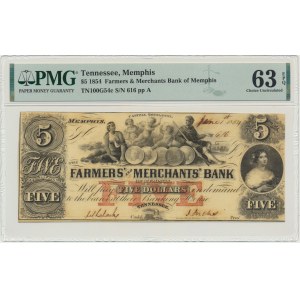 USA, Confederate States America, Tennessee, 5 Dollars 1854 - PMG 63 EPQ