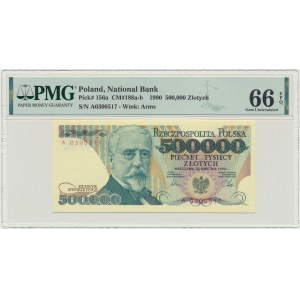 500.000 złotych 1990 - A - PMG 66 EPQ - pierwsza seria - RZADKA