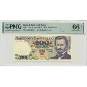 200 złotych 1976 - AA - PMG 66 EPQ - BARDZO RZADKIE