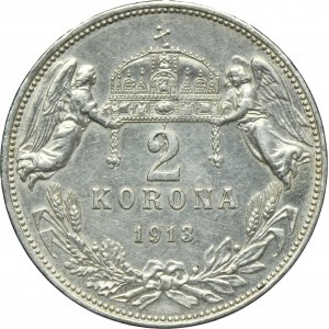Hungary, Franz Joseph I, 2 Korona Kremnitz 1913 KB