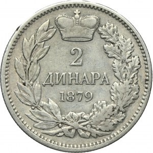 Serbia, Milan I, 2 Dinara 1879