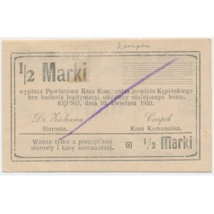 Kępno (Kempen I.P), 1/2 marki 1920 - WZÓR - RZADKI