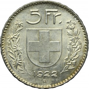 Szwajcaria, 5 Franków Berno 1922 B
