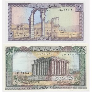 Lebanon, set 10-50 Livres (1964-88) (2 pcs.)