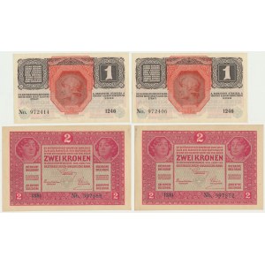 Austria, lot 1-2 Kronen 1916-17 (4 pcs.)