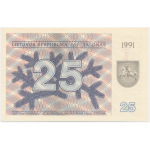 Lithuania, 25 Talonas 1991 - with text -