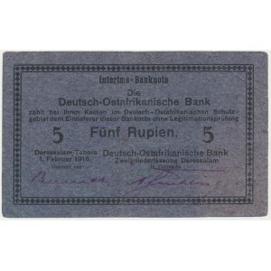 Allemagne, Afrique de l'Est, 5 roupies 1916