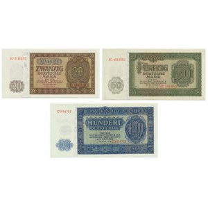 Germany, DDR, lot 20-100 mark 1948 (3 pcs.)