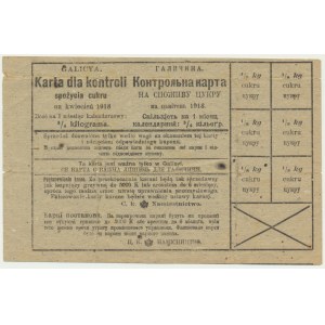 Galicja, kartka żywnościowa na cukier 1918