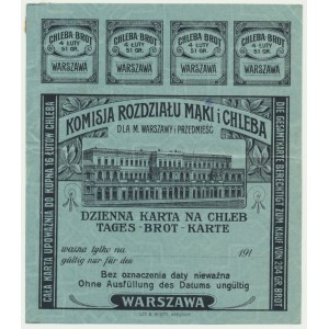 Warsaw, food card for bread 191st - rare