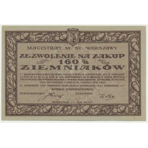 Warsaw, food card for 160u potatoes 1918