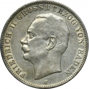 Nemecko, Baden, Friedrich II, 5 mariek Karlsruhe 1908 G