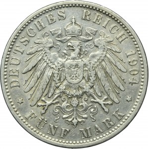 Germany, Bavaria, Otto, 5 Mark Munich 1904 D