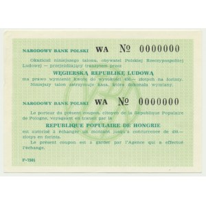 Bon NBP de 450 zlotys à échanger contre des forints en République populaire de Hongrie
