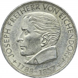 Germany, FRG, 5 Mark Hamburg 1957 J - Joseph von Eichendorff